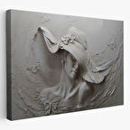 Şapkalı Kadın Kabartma Görünümlü Dekoratif Kanvas Tablo, Duvar Dekoru 3424