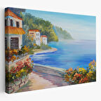 Yağlıboya Görünüm Deniz Manzarası Dekoratif Kanvas Tablo, Duvar Dekoru 3458