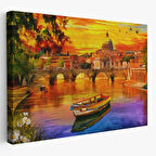 Aziz Petrus Katedrali ve Tiber Nehri İtalya Dekoratif Kanvas Tablo, Duvar Dekoru 3544