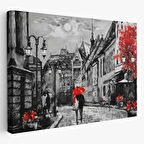 Yağlıboya Görünüm Budapeşte Sokakları Macaristan Dekoratif Kanvas Tablo, Duvar Dekoru 3546