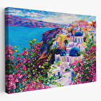 Yunanistan Ada Manzarası Dekoratif Kanvas Tablo, Duvar Dekoru 3754