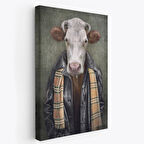 İnsan Görünümlü İnek Pop Art Mizah Dekoratif Kanvas Tablo, Duvar Dekoru 4997