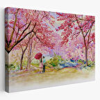 Sevgililer ve Sakura Ağacı Dekoratif Kanvas Tablo, Duvar Dekoru 5082