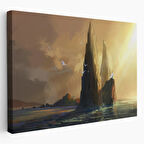 Okyanusu İzleyen Beyaz Pelerinli Kadın Dekoratif Kanvas Tablo, Duvar Dekoru 5091