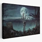 Mezarlıkta Çıkan El Cadılar Bayramı Dekoratif Kanvas Tablo, Duvar Dekoru 5205