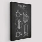 Bira Bardağı Patent Çizimi 1951 tarihli Dekoratif Kanvas Tablo, Duvar Dekoru 5213