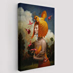 Kuş Kadın Gerçeküstü Yağlıboya Steven Kenny Dekoratif Kanvas Tablo, Duvar Dekoru 5225