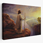 Hristiyan Duvar Sanatı, İsa Mesih, Uçurumdan Ufka Bakmak Dekoratif Kanvas Tablo 5400