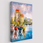 Yağlıboya Görünüm Liman Dekoratif Kanvas Tablo, Duvar Dekoru 5931