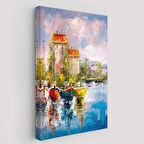 Yağlıboya Görünüm Liman Dekoratif Kanvas Tablo, Duvar Dekoru 5981