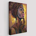 Pop Art Afrikalı Kadın Portresi Dekoratif Kanvas Tablo, Duvar Dekoru 6008