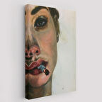 Sigara Tiryakisi Bitkin Kadın Dekoratif Kanvas Tablo, Duvar Dekoru 6019