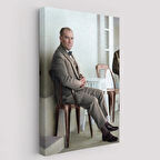 Sandalyede Oturan Karizmatik Atatürk Dekoratif Kanvas Tablo, Duvar Dekoru 6034