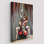 Çello Virtüözü Kadın Dekoratif Kanvas Tablo, Duvar Dekoru 6167