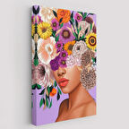 Kız Çocuğu ve Çiçekli Kafa Dekoratif Kanvas Tablo, Duvar Dekoru 6190