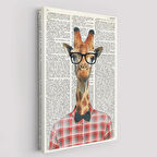 Sözlük Sayfasında Zürafa Dekoratif Kanvas Tablo, Duvar Dekoru 6221