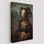 Canavar ve Mona Lisa Duruşu Dekoratif Kanvas Tablo, Duvar Dekoru 6246