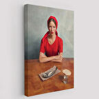 Balık ve Kırmızı Kıyafetli Kız Dekoratif Kanvas Tablo, Duvar Dekoru 6264