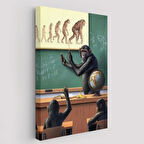 İnsandan Maymuna Tersine Evrim Dekoratif Kanvas Tablo, Duvar Dekoru 6265