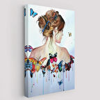 Güzel Kadın ve Kelebek Detayları Dekoratif Kanvas Tablo, Duvar Dekoru 6330