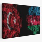 Azerbaycan ve Türk Bayrağı Dekoratif Kanvas Tablo, Duvar Dekoru 6518