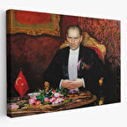 Atatürk ve Keskin Bakışları Dekoratif Kanvas Tablo, Duvar Dekoru 6553