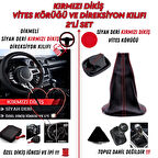 Honda Civic 2006-2011 Hb  Uyumlu Dikişli Vites Körüğü ve Direksiyon Kılıfı 2'li Set