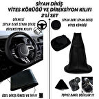 Hyundai İx35 2010-2015  Uyumlu Dikişli Vites Körüğü ve Direksiyon Kılıfı 2'li Set