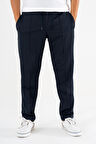 Erkek Lacivert Çımalı Rahat Spor Pantolon Duble Paça Jogger Eşofman Altı