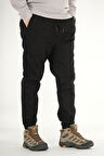 Erkek Siyah Jogger Pantolon Rahat Kesim Pamuklu Lastikli Paça İpli
