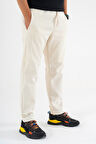 Erkek Krem Jogger Pantolon Bağcıklı Lastikli Bel Rahat Kesim Eşofman Altı