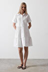 SUPPLİERBY Kısa Kol Düğmeli Elbise - Beyaz
