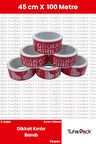 Dikkat Kırılır Yazılı Koli Bandı 45mm X 100m (6 Adet) - Hassas Ürünler İçin Güvenlik ve Uyarı Bandı