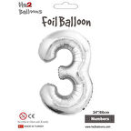 3 Rakam Gümüş Folyo Balon 34"