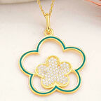 Supertrend ​gümüş Gold Çiçek Desenli Kadın Kolye