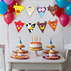 Sevimli Hayvanlar Üçgen Flama