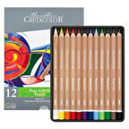 Supertrend Megacolor Jumbo Kalın Kuru Boya Kalemi Seti 12 Renk Metal Kutu