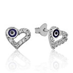 Supertrend Gümüş Kalpli Nazar Çivili Küpe