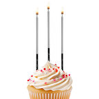 Metalik Siyah Gümüş Doğum Günü Mumu