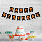 Happy Birthday Fosforlu Turuncu Harf Afiş