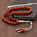 Supertrend ​doğaltaş Metal Püsküllü Bordo Akik Taşlı Tesbih