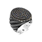 Supertrend Gümüş Siyah Zirkon Taşlı Oval Erkek Yüzük