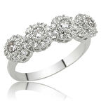 Supertrend Gümüş Çiçekli 5 Taş Kadın Yüzük