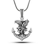 Supertrend Gümüş Kartal Figürlü Denizci Çapası Kolye