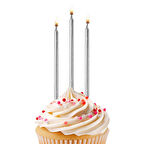 Metalik Gümüş Doğum Günü Mumları