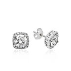 Supertrend Gümüş Kare Montür Pırlanta Modeli Küpe