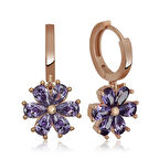 Supertrend Gümüş Mor Çiçek Kadın Küpe