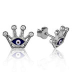 Supertrend Gümüş Nazarlı Kraliçe Tacı Çivili Küpe