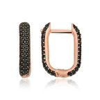 Supertrend Gümüş Çift Taraflı Siyahtaşlı J Kadın Küpe