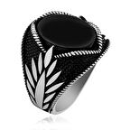 Supertrend Gümüş Oniks Taşlı İşlemeli Erkek Yüzük